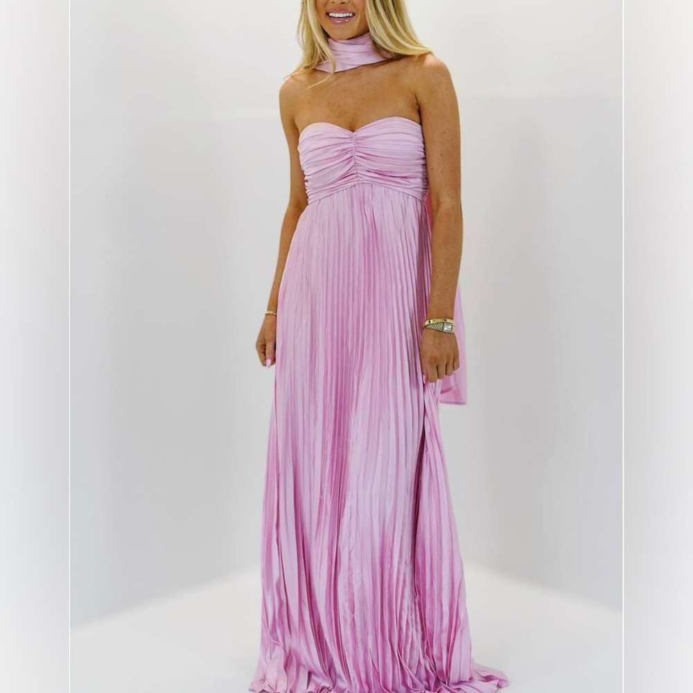 Elegant Pink Strapless Maxi Dress